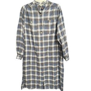 Listicle Out West‎ Plaid Duster/Shirt Dress Blue & Grey 100% Cotton Sz. S